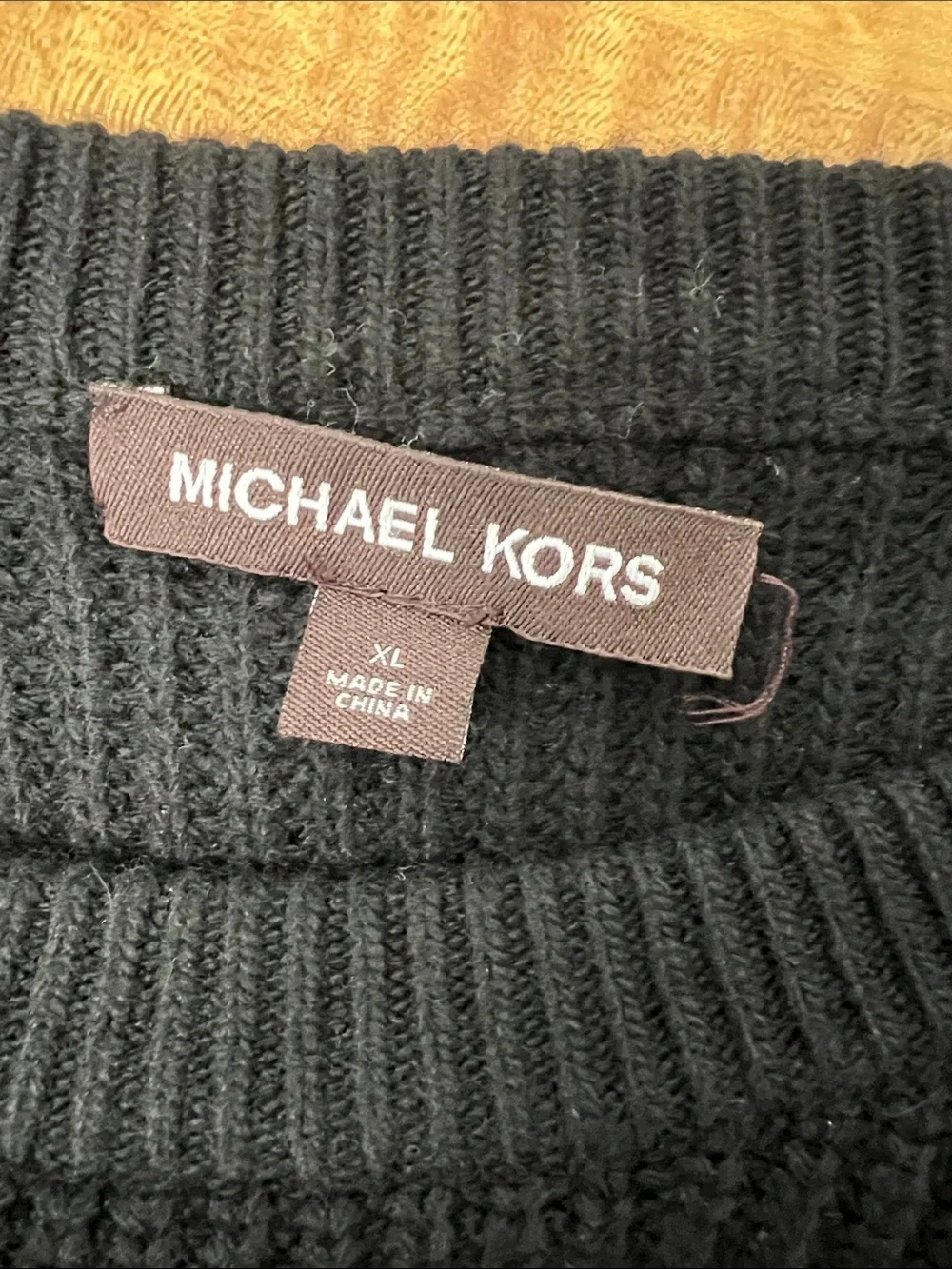 Michael Kors Wool Cashmere Ribbed Shaker Sweater Black Mens XL Fisherman Chunky